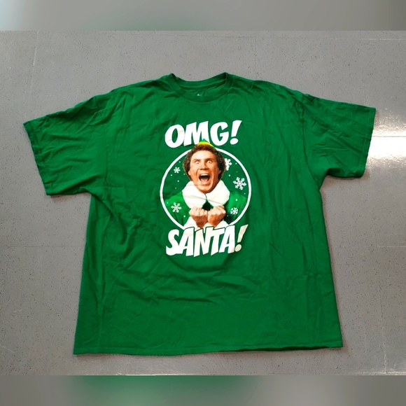 Men’s Christmas UGLY Size 2XL  Official ELF Will Ferrell T-Shirt OMG Santa Green - Picture 4 of 10